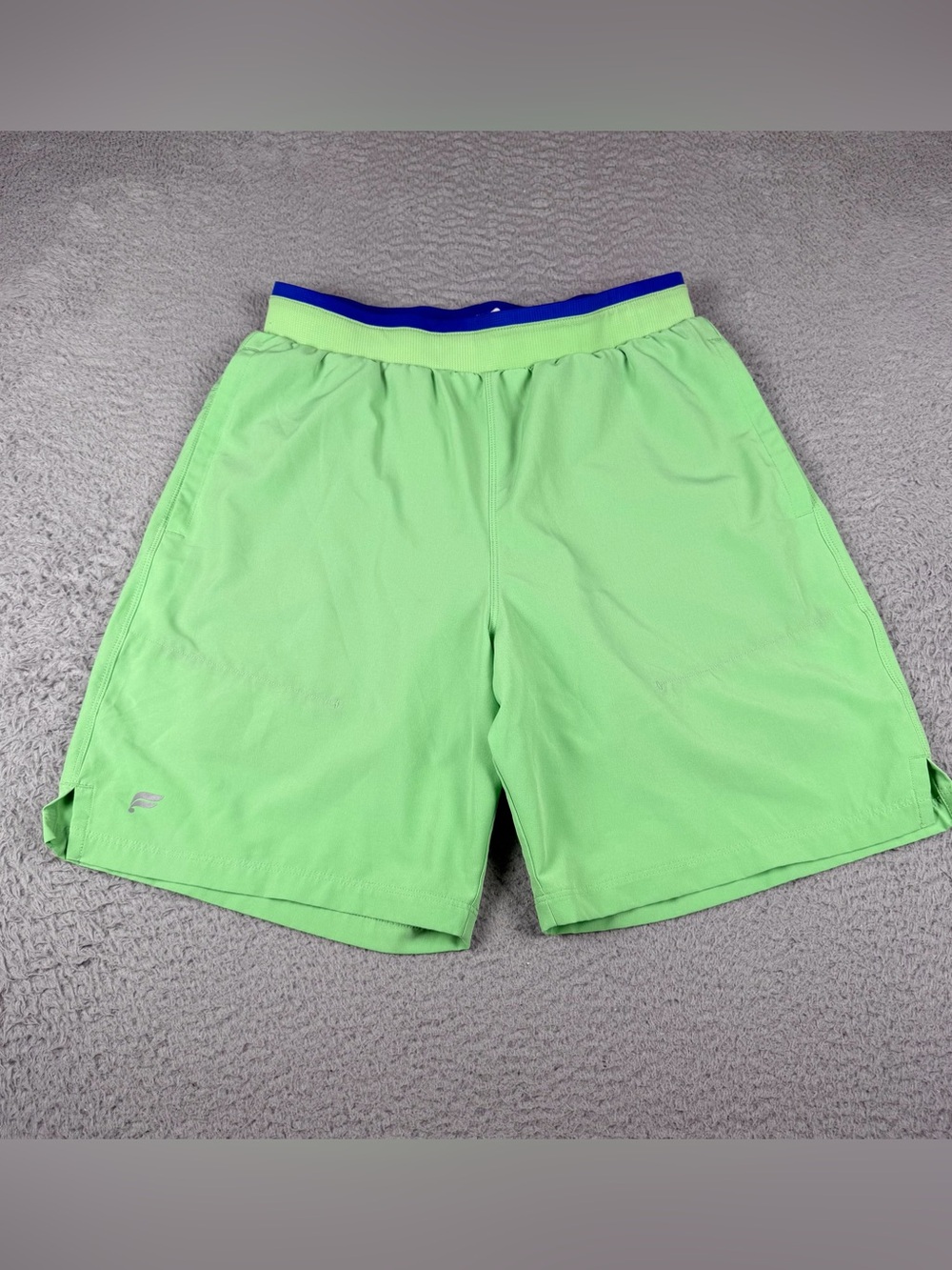 Fabletics The Fundamental Shorts Men Small Green Blue Lined 7'' Athletic Workout